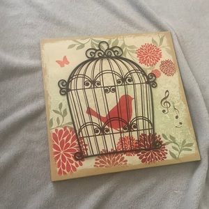 Cute little bird in a cage picture Canvas